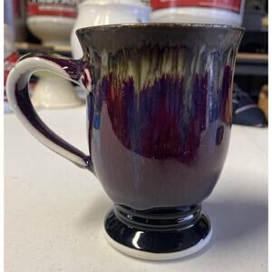 Edgecomb Potters ART POTTERY Mug LARGE Maroon Blue Drip Glaze